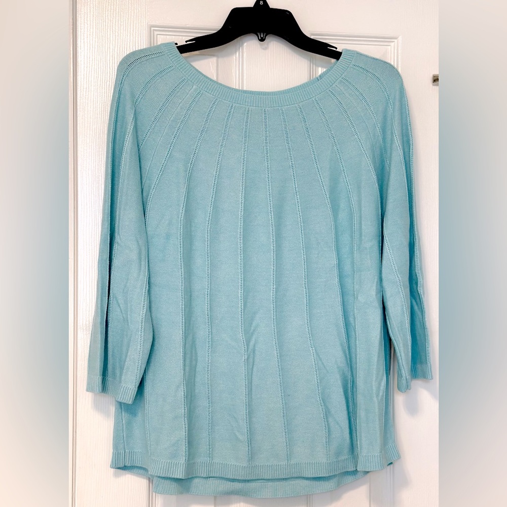 Woman’s sweater. Chico’s. Pale aqua. Size 2(medium)